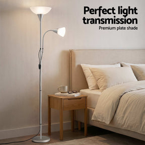 Artiss Floor Lamp Mother and Child Modern Home Living Room Office Reading Silver - SportZone.co.nz