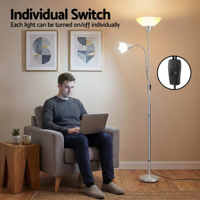Artiss Floor Lamp Mother and Child Modern Home Living Room Office Reading Silver - SportZone.co.nz