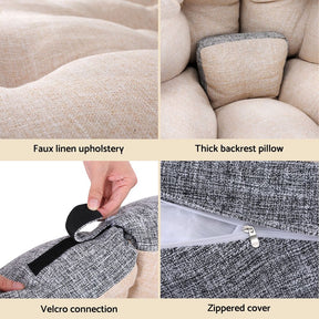 Artiss Floor Lounge Sofa Bed Chair Foldable Washable Beige - SportZone.co.nz