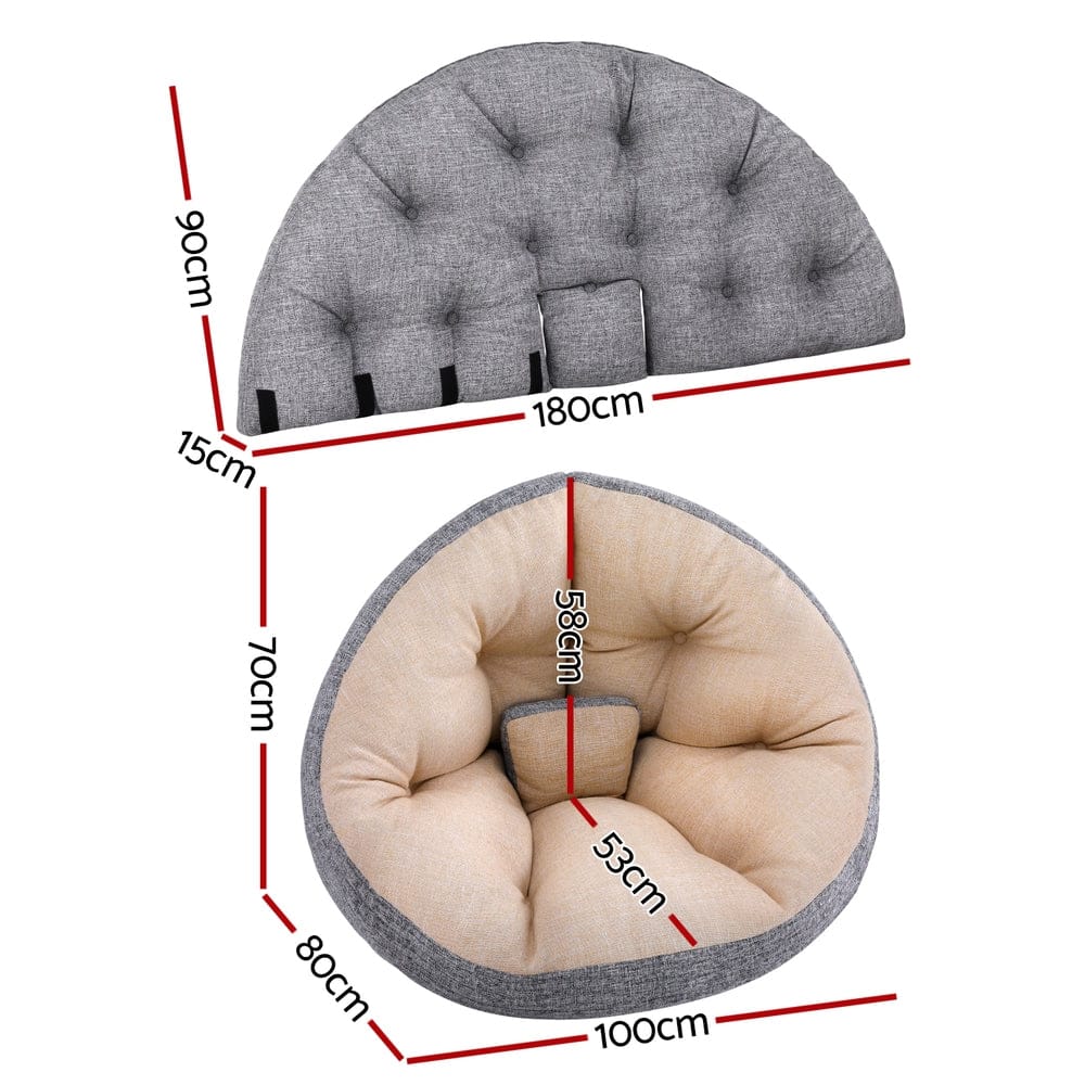 Artiss Floor Lounge Sofa Bed Chair Foldable Washable Beige - SportZone.co.nz