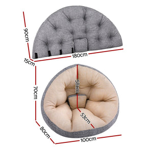 Artiss Floor Lounge Sofa Bed Chair Foldable Washable Beige - SportZone.co.nz