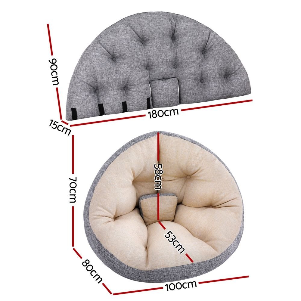 Artiss Floor Lounge Sofa Bed Chair Foldable Washable Beige - SportZone.co.nz