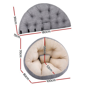 Artiss Floor Lounge Sofa Bed Chair Foldable Washable Beige - SportZone.co.nz