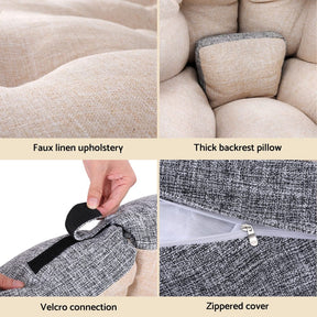 Artiss Floor Lounge Sofa Bed Chair Foldable Washable Beige - SportZone.co.nz