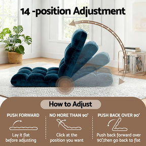Artiss Floor Lounge Sofa Bed Flannel Fabric Navy - SportZone.co.nz
