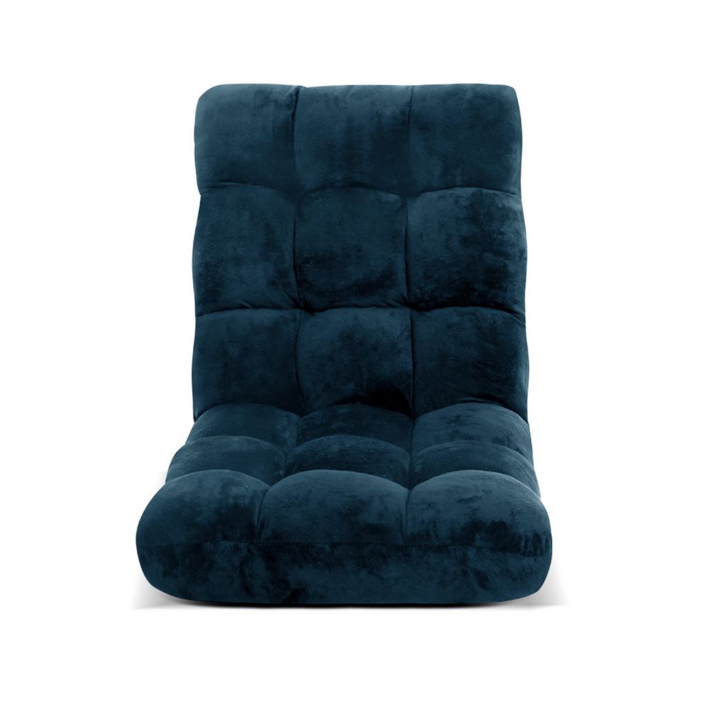 Artiss Floor Lounge Sofa Bed Flannel Fabric Navy - SportZone.co.nz