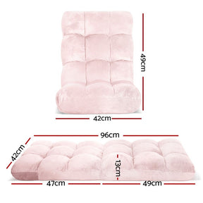 Artiss Floor Lounge Sofa Bed Flannel Fabric Pink - SportZone.co.nz