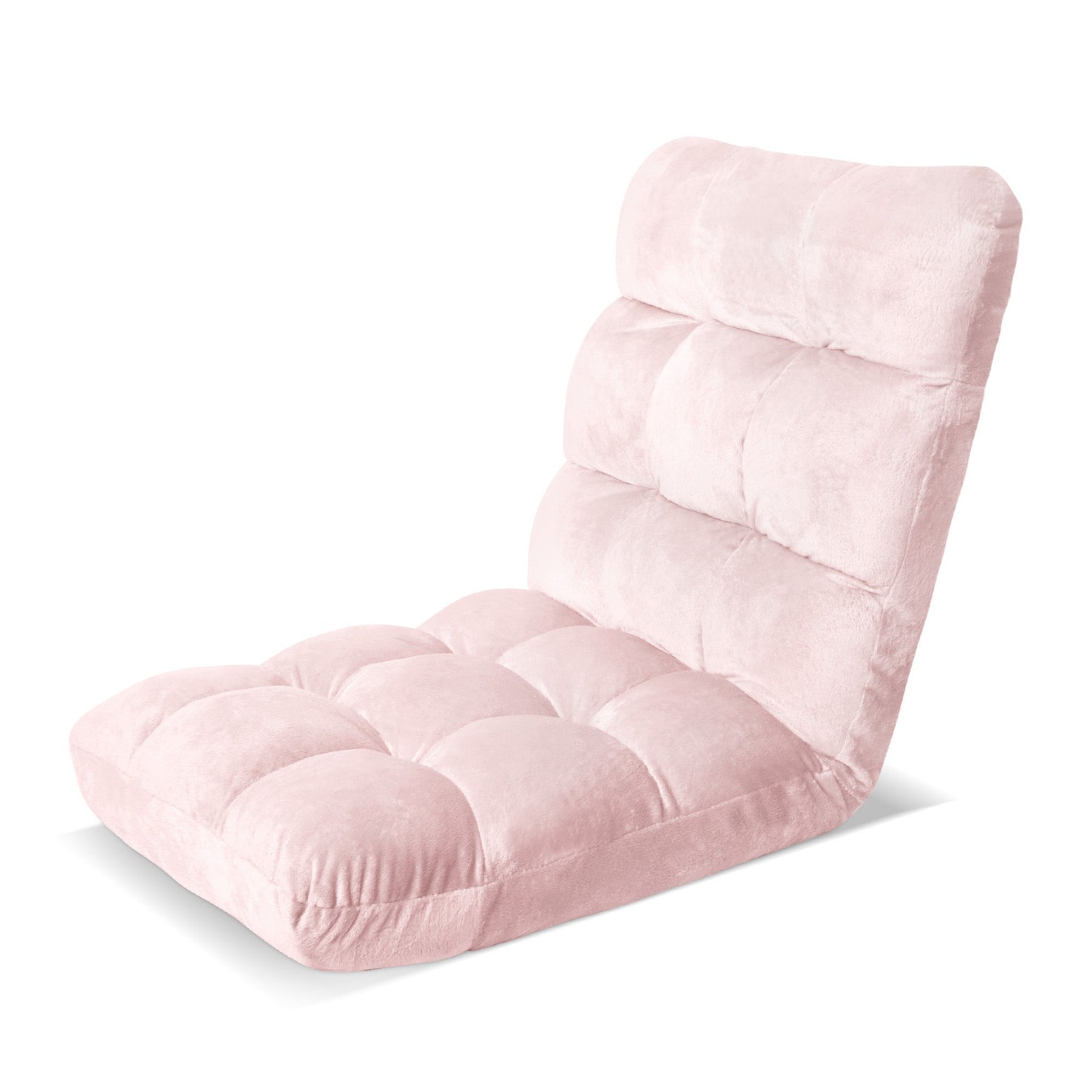 Artiss Floor Lounge Sofa Bed Flannel Fabric Pink - SportZone.co.nz