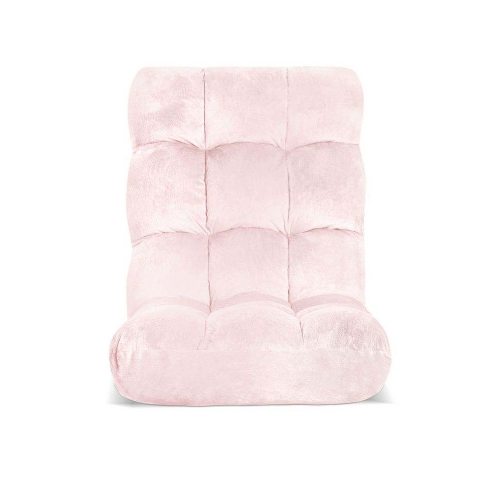 Artiss Floor Lounge Sofa Bed Flannel Fabric Pink - SportZone.co.nz