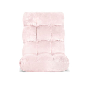 Artiss Floor Lounge Sofa Bed Flannel Fabric Pink - SportZone.co.nz