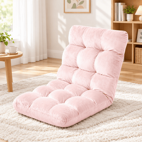 Artiss Floor Lounge Sofa Bed Flannel Fabric Pink - SportZone.co.nz