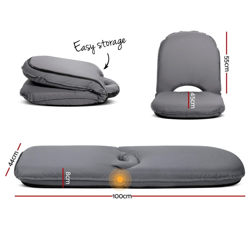 Artiss Floor Lounge Sofa Camping Chair Grey - SportZone.co.nz