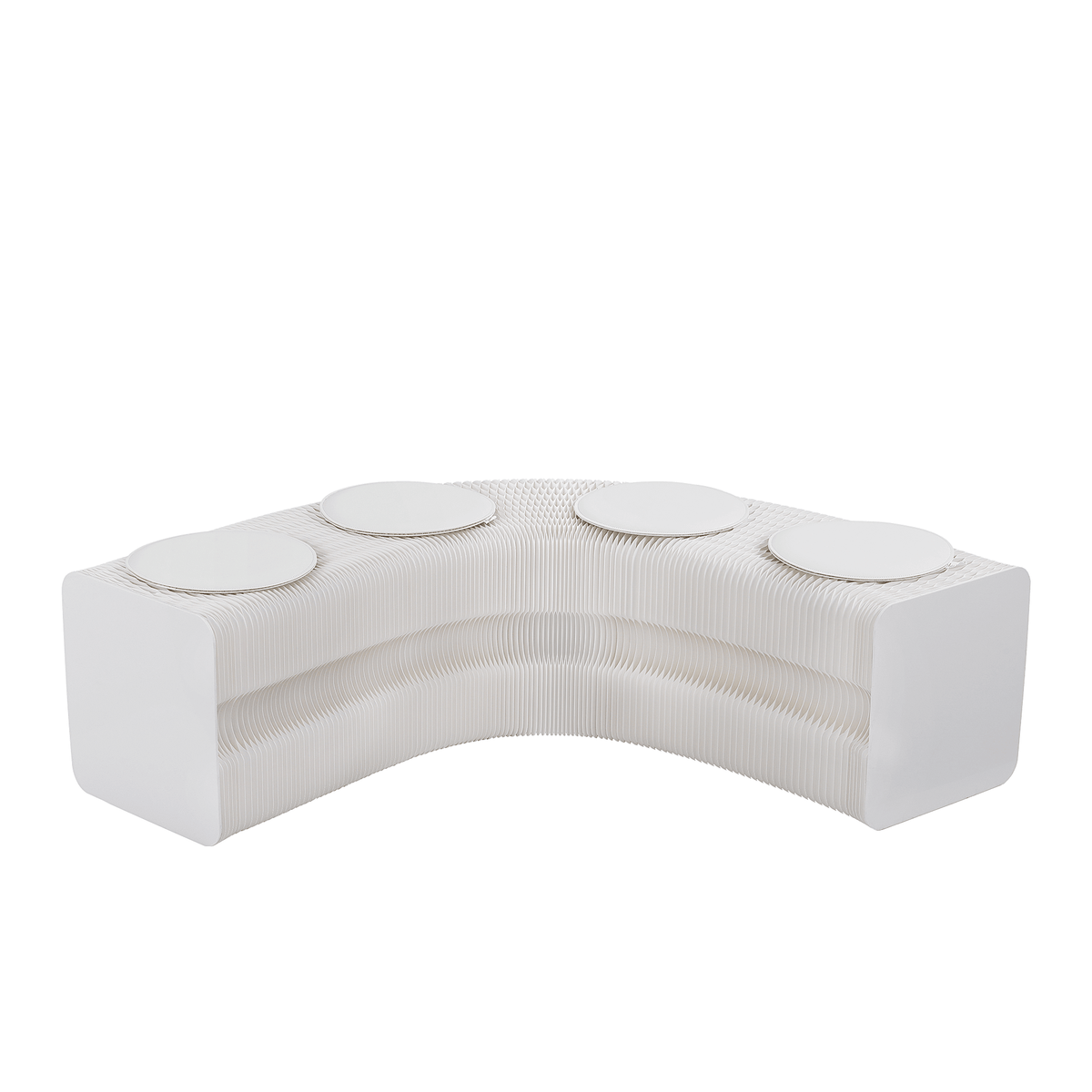Artiss Folding Paper Bench With 4 PU Leather Seat Pads Expandable Accordion Stool For 4 Seats - SportZone.co.nz