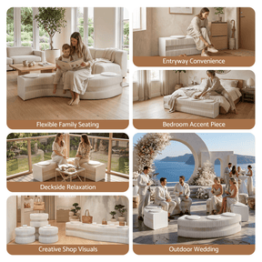 Artiss Folding Paper Bench With 4 PU Leather Seat Pads Expandable Accordion Stool For 4 Seats - SportZone.co.nz