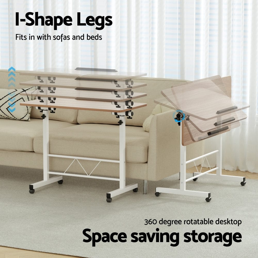 Artiss Laptop Desk Table Adjustable 80CM Light Wood - SportZone.co.nz