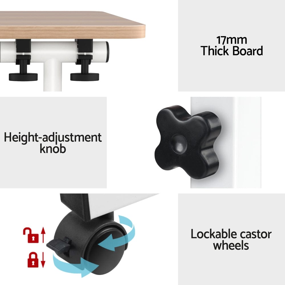 Artiss Laptop Desk Table Adjustable 80CM Light Wood - SportZone.co.nz