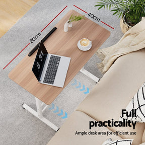 Artiss Laptop Desk Table Adjustable 80CM Light Wood - SportZone.co.nz