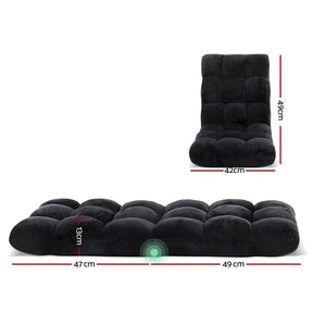 Artiss Lounge Sofa Bed Flannel Fabric Black - SportZone.co.nz