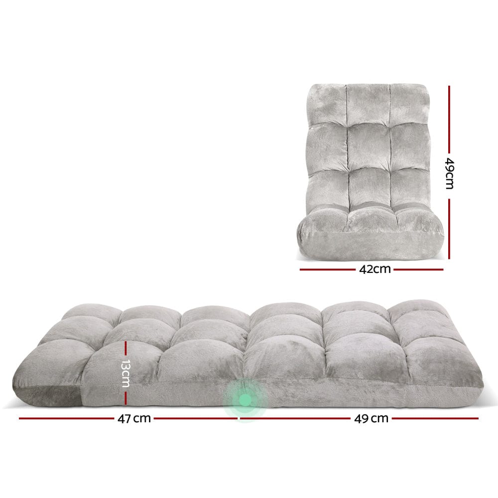 Artiss Lounge Sofa Bed Flannel Fabric Grey - SportZone.co.nz
