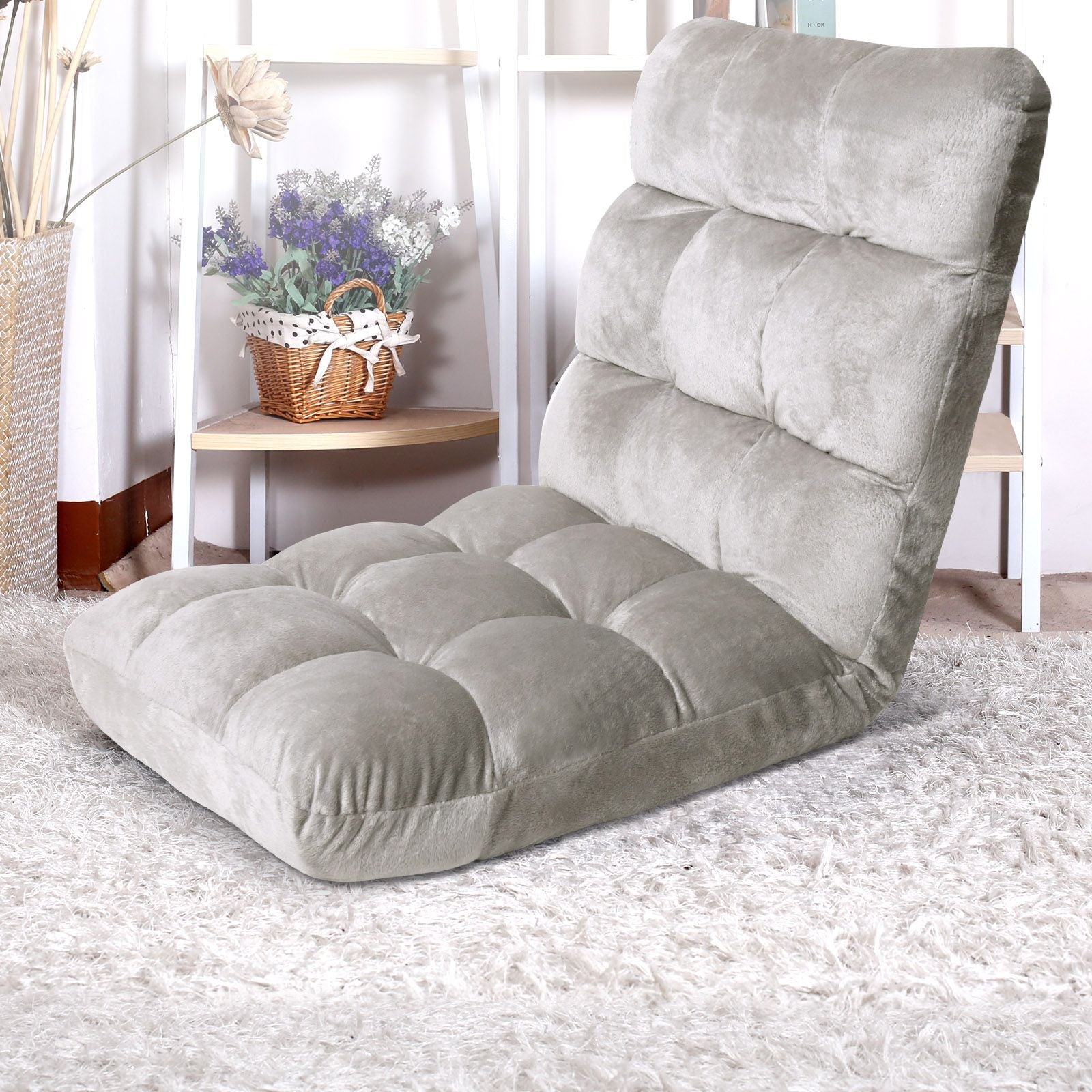 Artiss Lounge Sofa Bed Flannel Fabric Grey - SportZone.co.nz