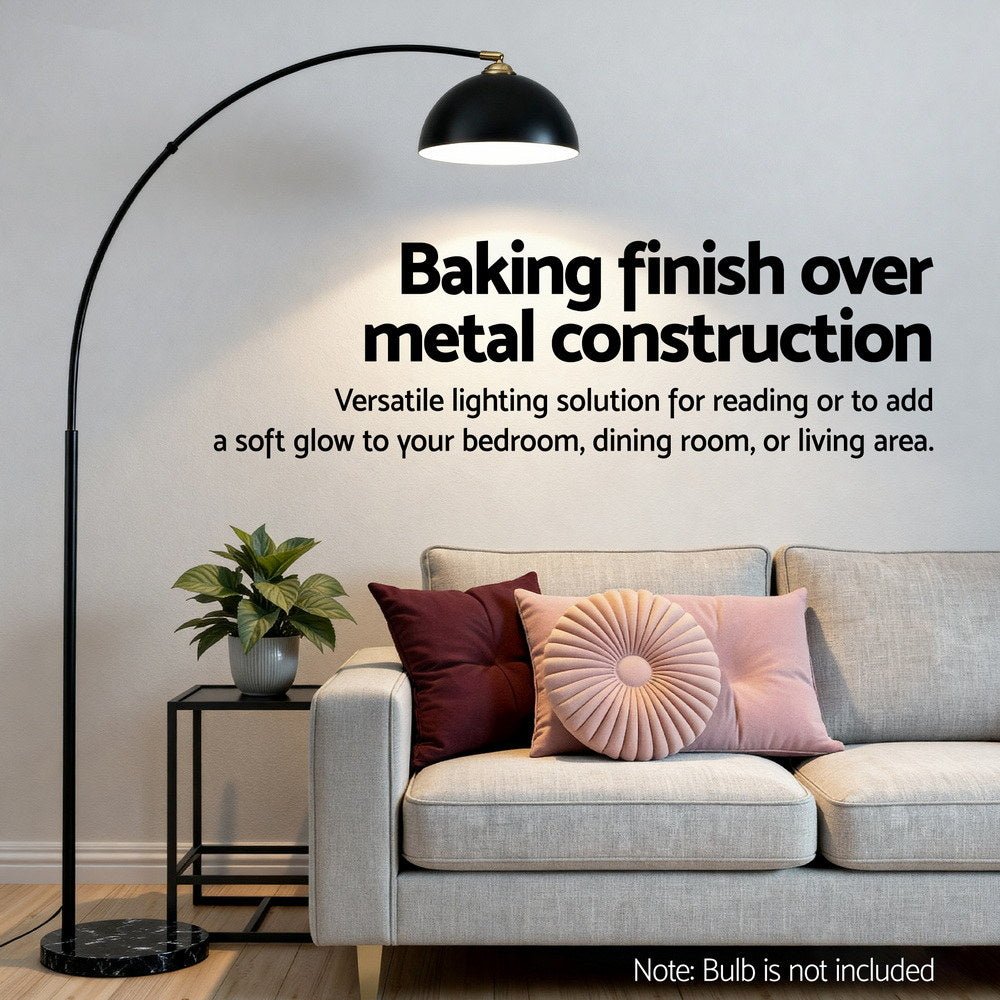 Artiss Modern Arched Floor Lamp Black Standing Heavy - Duty Marble Base for Living Room Bedroom - SportZone.co.nz