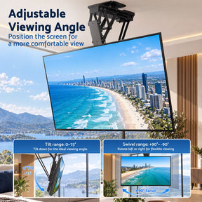 Artiss Motorised Ceiling TV Mount 32-75 Inch Flip Down Smart Remote VESA 600x400 - SportZone.co.nz