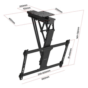 Artiss Motorised Ceiling TV Mount 32-75 Inch Flip Down Smart Remote VESA 600x400 - SportZone.co.nz