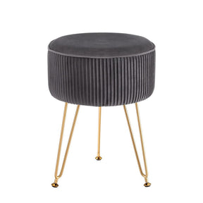 Artiss Ottoman Foot Stool Vanity Velvet Round Grey - SportZone.co.nz