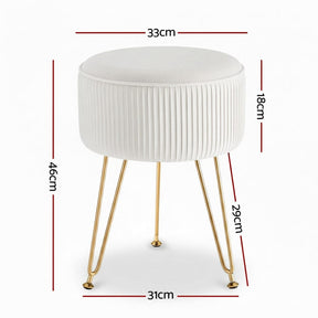 Artiss Ottoman Foot Stool Vanity Velvet Round White - SportZone.co.nz