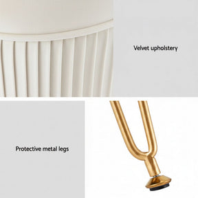 Artiss Ottoman Foot Stool Vanity Velvet Round White - SportZone.co.nz