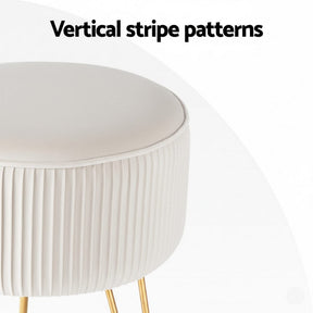 Artiss Ottoman Foot Stool Vanity Velvet Round White - SportZone.co.nz
