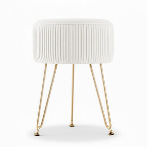 Artiss Ottoman Foot Stool Vanity Velvet Round White - SportZone.co.nz