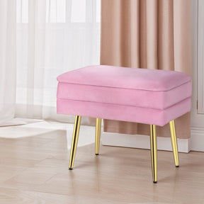 Artiss Ottoman Storage Foot Stool Vanity Velvet Pink - SportZone.co.nz
