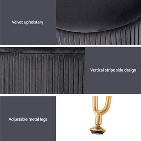 Artiss Ottoman Storage Foot Stool Vanity Velvet Round Grey - SportZone.co.nz