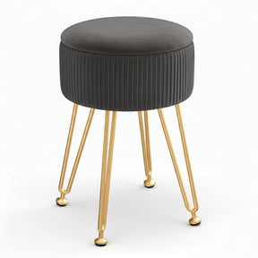 Artiss Ottoman Storage Foot Stool Vanity Velvet Round Grey - SportZone.co.nz