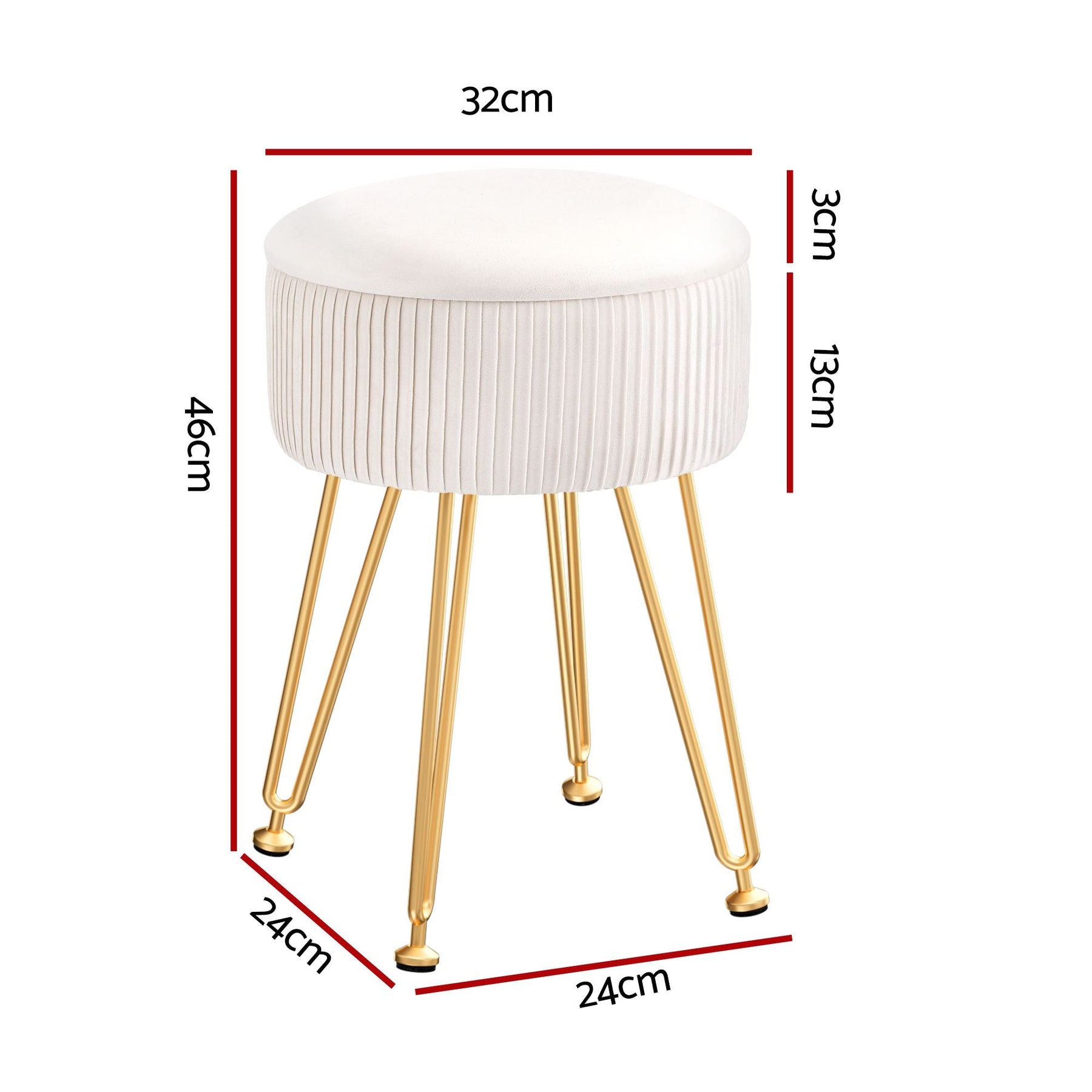 Artiss Ottoman Storage Foot Stool Vanity Velvet Round White - SportZone.co.nz