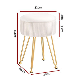 Artiss Ottoman Storage Foot Stool Vanity Velvet Round White - SportZone.co.nz