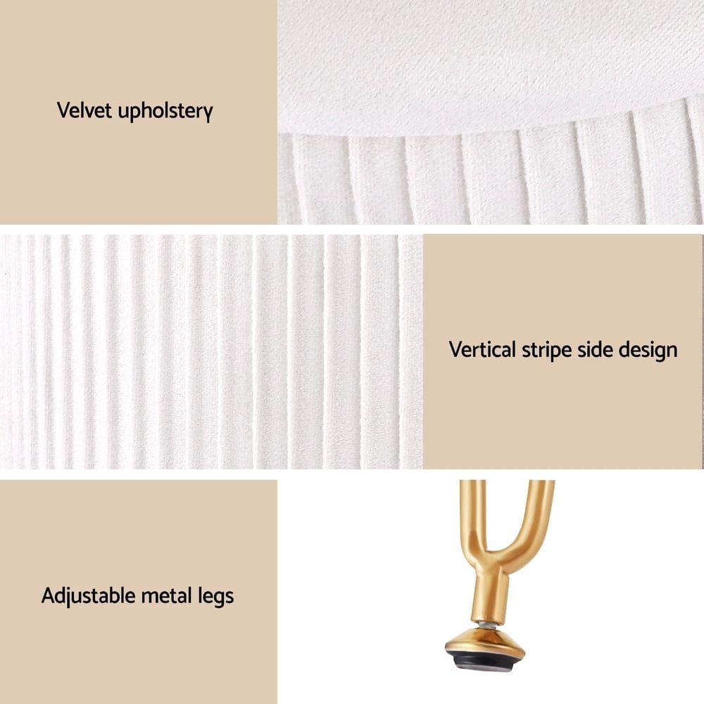 Artiss Ottoman Storage Foot Stool Vanity Velvet Round White - SportZone.co.nz