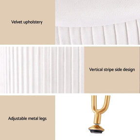 Artiss Ottoman Storage Foot Stool Vanity Velvet Round White - SportZone.co.nz