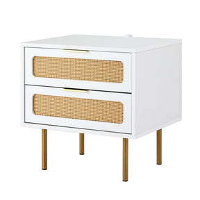 Artiss Rattan Bedside Table 2 Drawers Pine - SportZone.co.nz