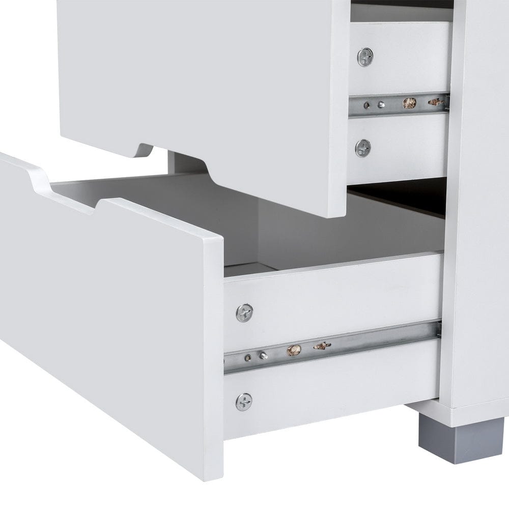 Artiss Smart Bedside Table 3 Drawers with Wireless Charging Ports LED White ADAD - SportZone.co.nz