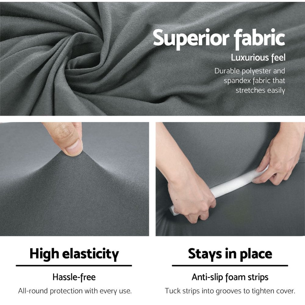 Artiss Sofa Cover Couch Covers 3 Seater Stretch Grey - SportZone.co.nz
