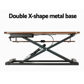 Artiss Standing Desk Riser Height Adjustable Rustic Brown 80CM - SportZone.co.nz