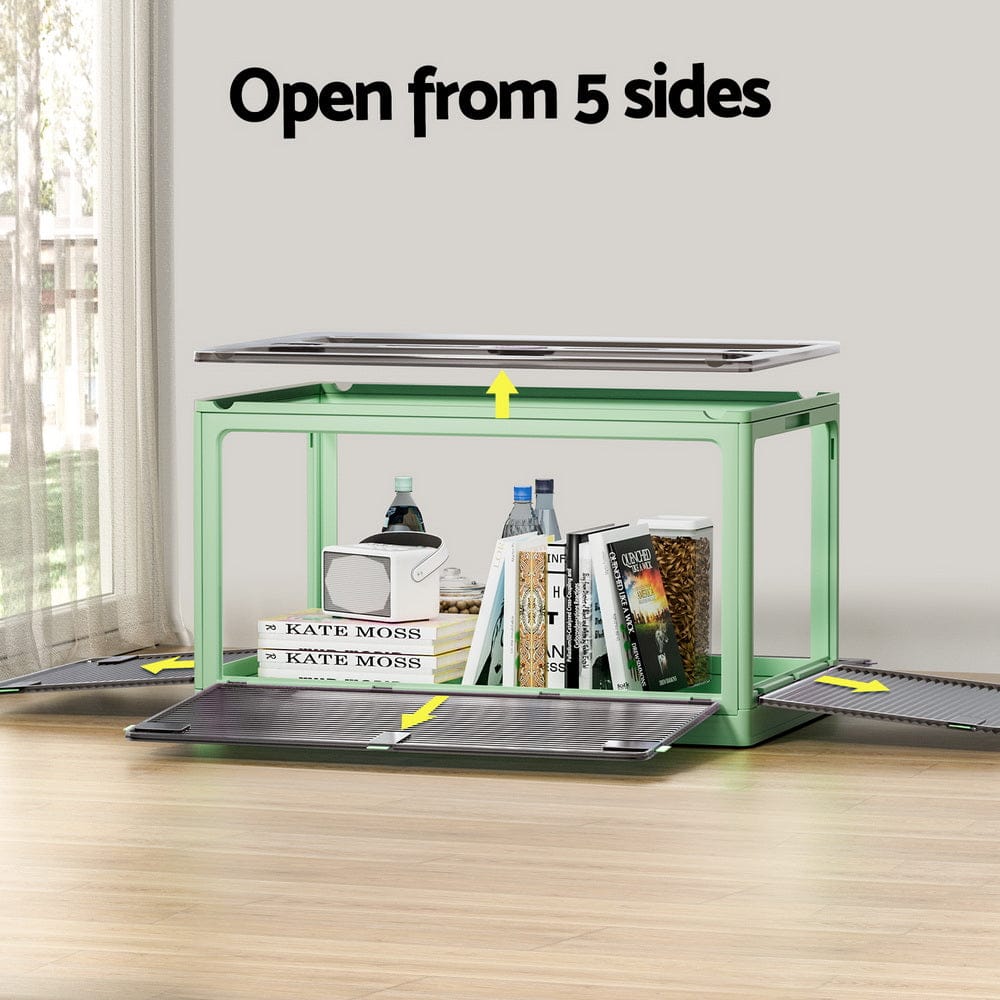 Artiss Storage Box Container Foldable Stackable 5 Sides Open Transparent 140L - SportZone.co.nz