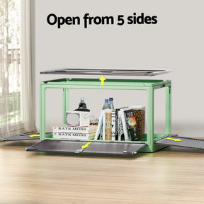 Artiss Storage Box Container Foldable Stackable 5 Sides Open Transparent 140L - SportZone.co.nz