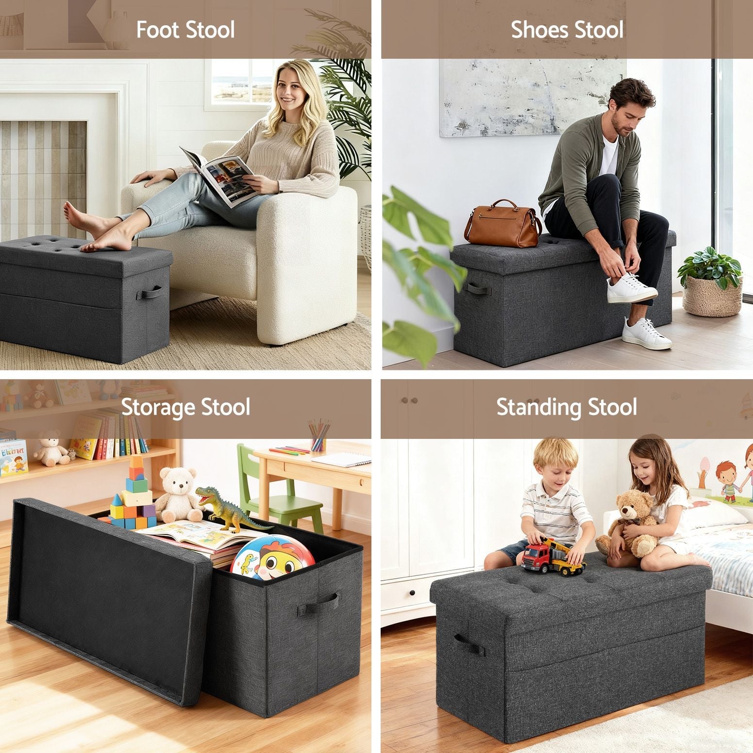 Artiss Storage Ottoman Foot Stool Rest Foldable - SportZone.co.nz