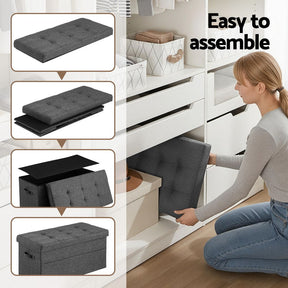 Artiss Storage Ottoman Foot Stool Rest Foldable - SportZone.co.nz