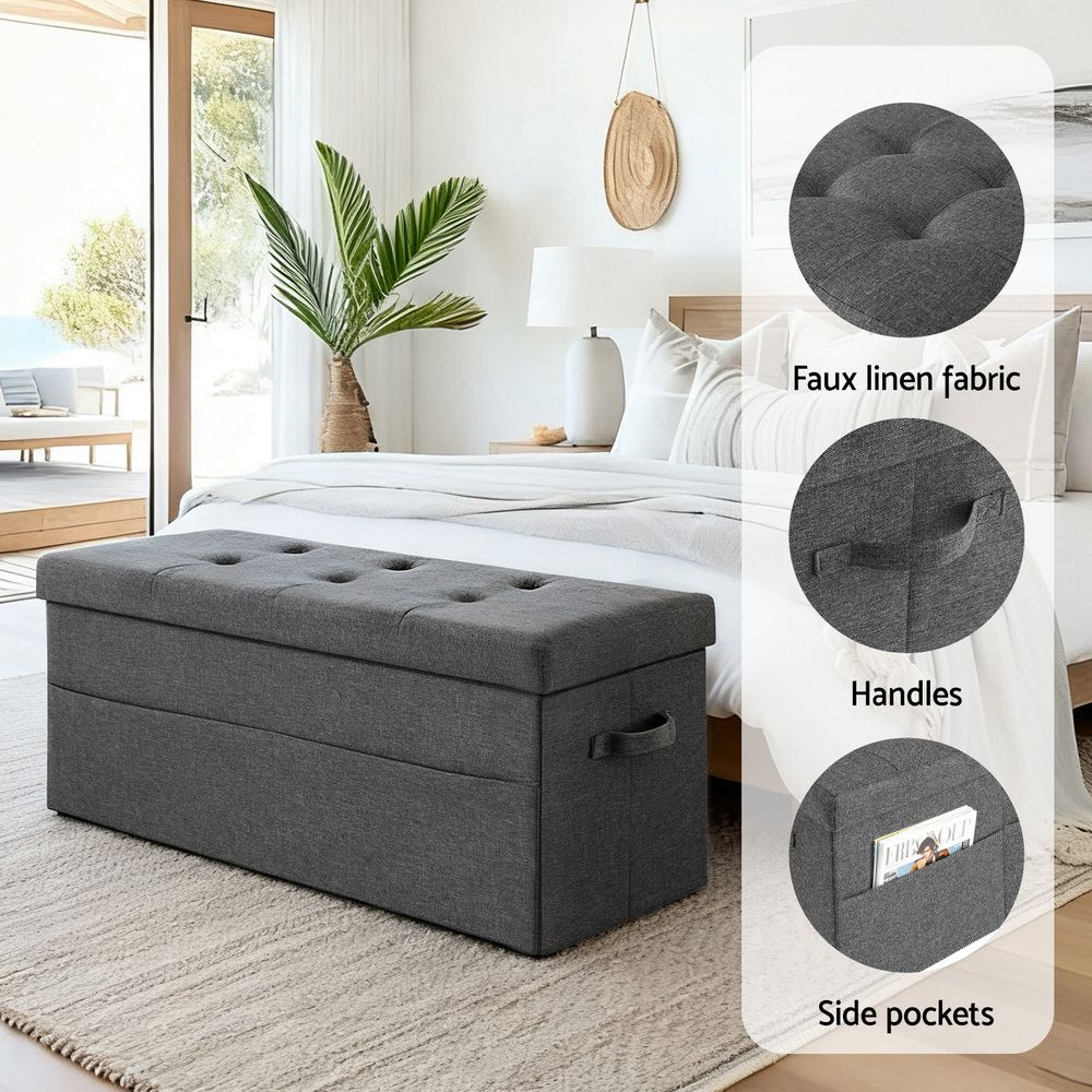 Artiss Storage Ottoman Foot Stool Rest Foldable - SportZone.co.nz