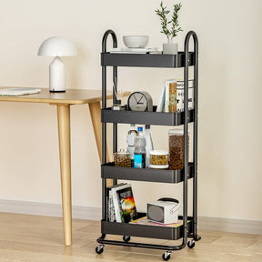 Artiss Storage Trolley Kitchen Cart 4 Tiers Black - SportZone.co.nz