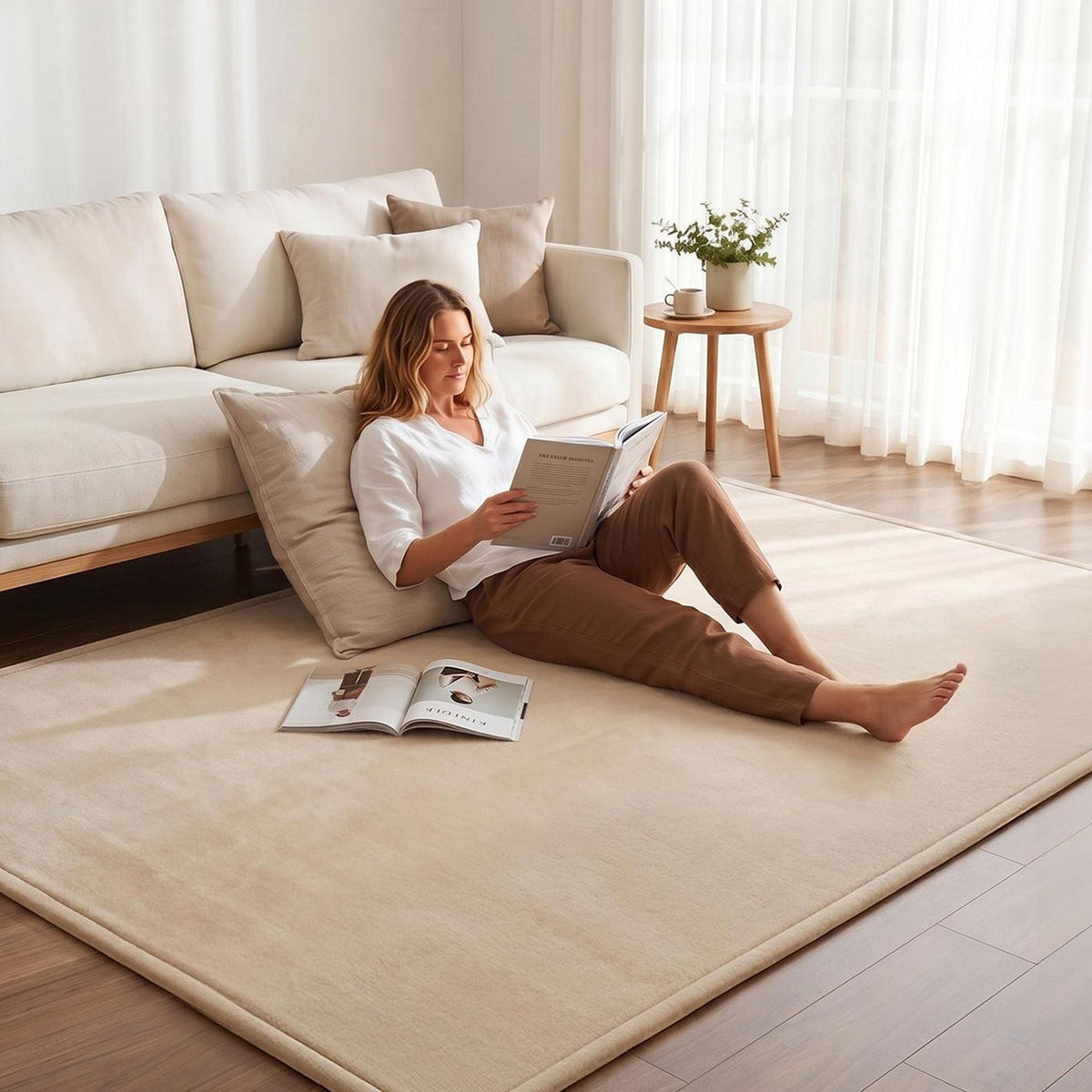 Artiss Tatami Mat Floor Mattress 3cm Thick Futon Mattresses Mellow Mat Rugs Living Room Beige - SportZone.co.nz